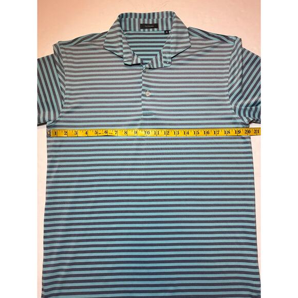 Turtleson Performance Blue Gray Striped Golf Polo Shirt Mens Size Small - Picture 6 of 7